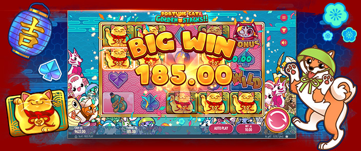 Tentez votre chance sur la machine à sous asiatique Fortunes Cats: Golden Stacks!!