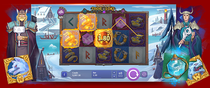 Machine à sous vidéo Viking Gods: Thor and Loki par Playson Machine à sous vidéo Viking Gods: Thor and Loki par Playson