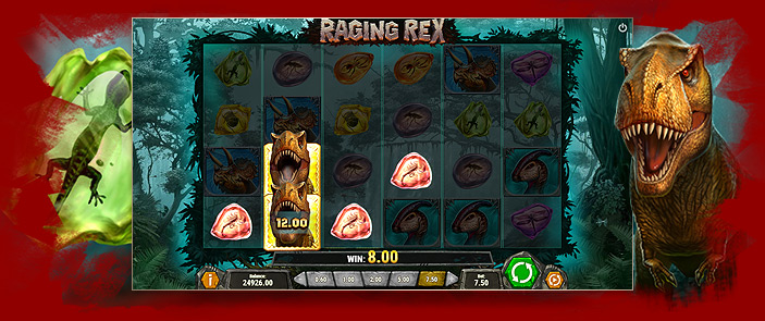 Côtoyez de terrifiants dinosaures dans la machine a sous du Jurrassic : Raging Rex ! Côtoyez de terrifiants dinosaures dans la machine a sous du Jurrassic : Raging Rex !
